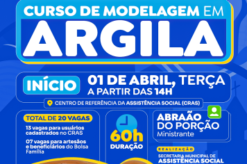 Curso de Modelagem em Argila terá início